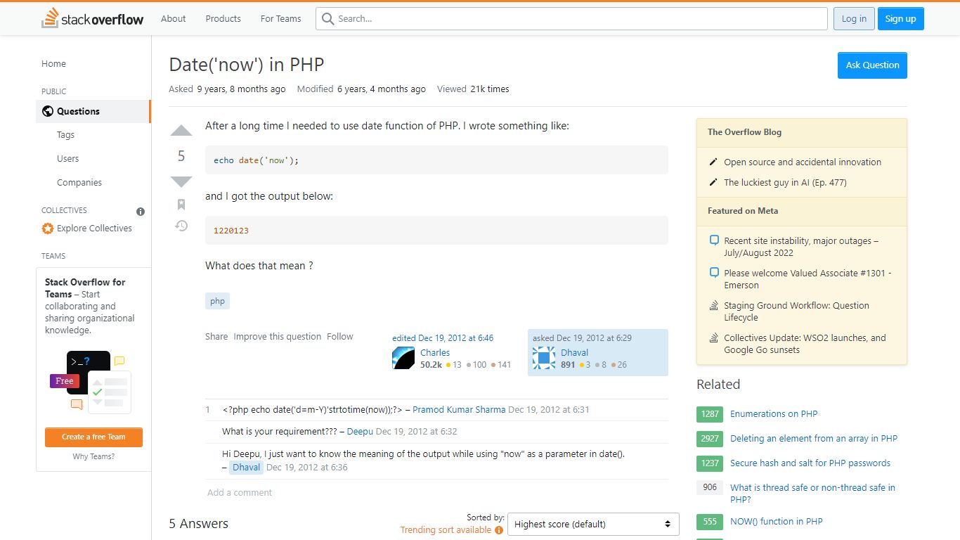 Date('now') in PHP - Stack Overflow